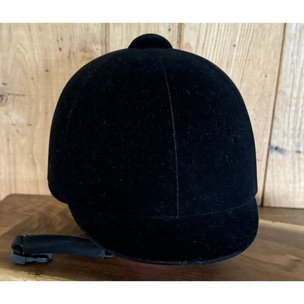 International Horse Riding Helmet Black Velvet SEI Pre-Owned Size 7 - Picture 7 of 16